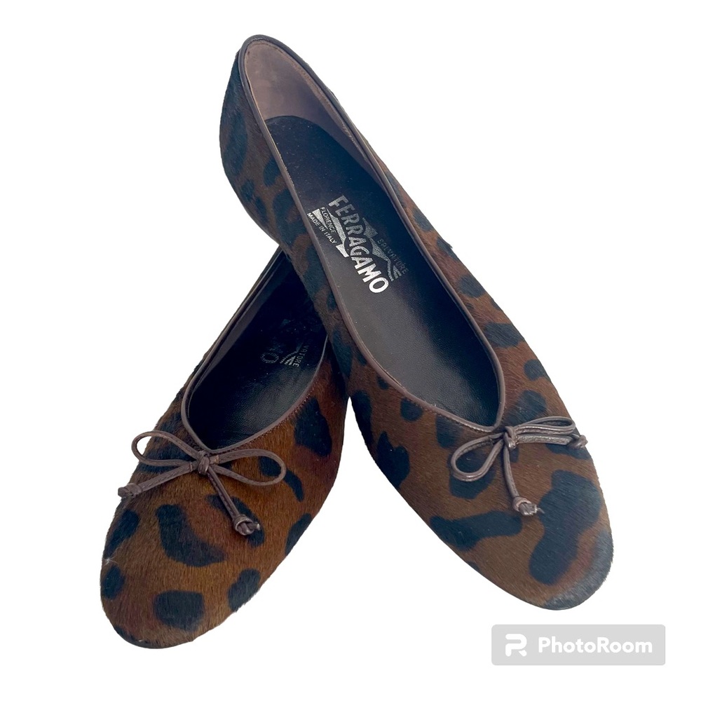 Salvatore Ferragamo pony hair animal print flats